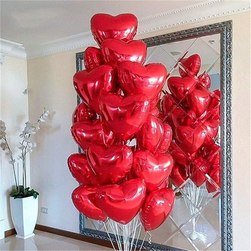AMEX STORE Heart Shape Foil Balloons Set(Set of 10)