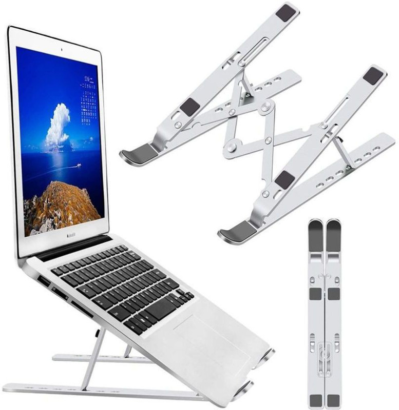 flowrex imprex laptop stand Laptop Stand Adjustable Height, 6 Step Adjustable Multi Purpose Stand Best for Traveling Low Weight ABS Universal Portable Hands Free Stand Also Use in Mobile Stand and Study Book Aluminium Desk Stand Laptop Stand with Adjustable Height Compatible with Universal Laptops(S