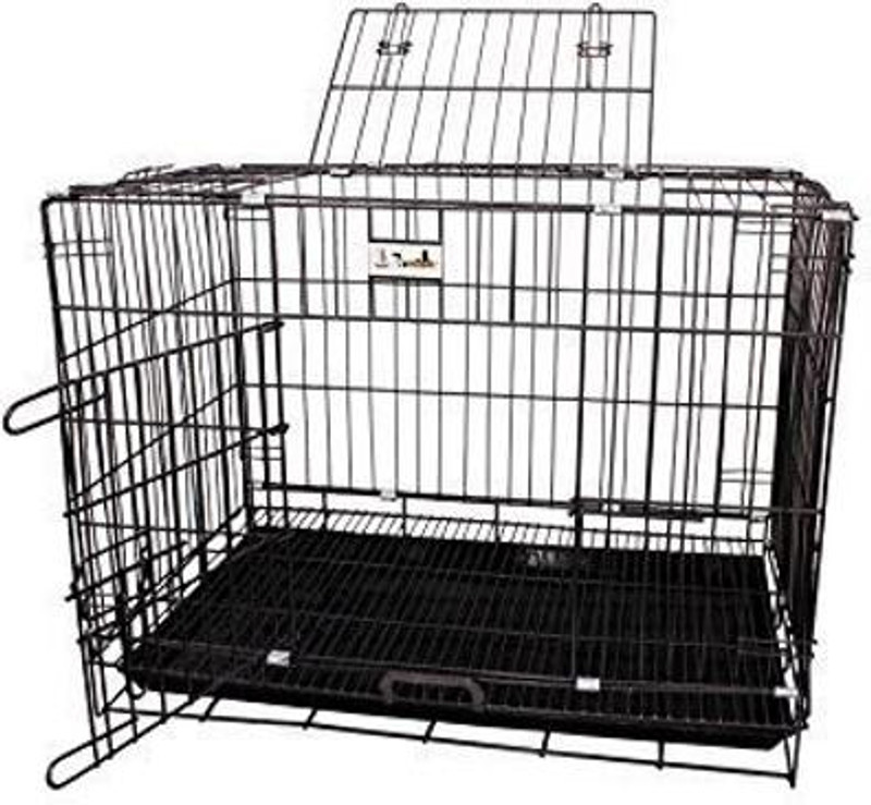 Pups&Pets Powder Coated, Double Door Folding Metal Cage/Crate/Kennel Hard Crate Pet Crate