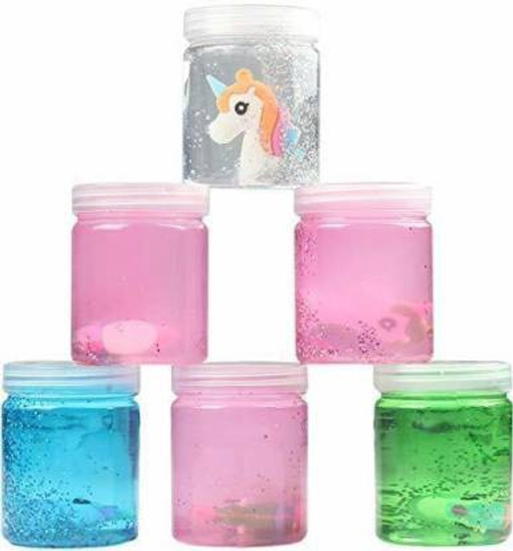 WHITE POPCORN Unicorn Slimes for Kids and Adults (Pack of 6) Multicolor Putty Toy