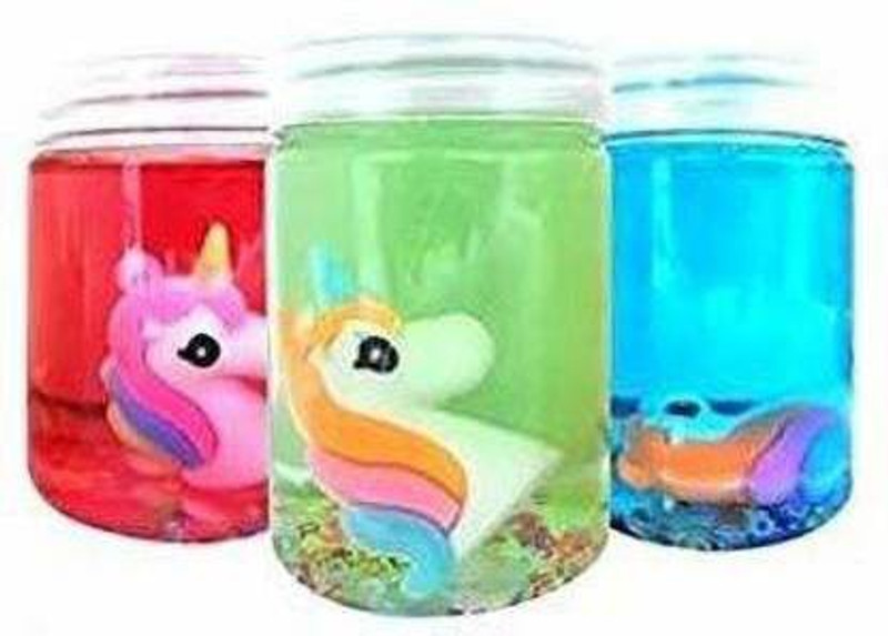 WHITE POPCORN Unicorn Slime with Unicorn Inside (Pack of 3) Multicolor Putty Toy