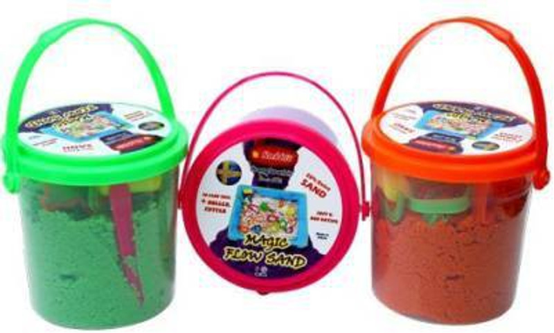 WHITE POPCORN 500 Gm Magic Flow Sand Bucket Multicolor Putty Toy