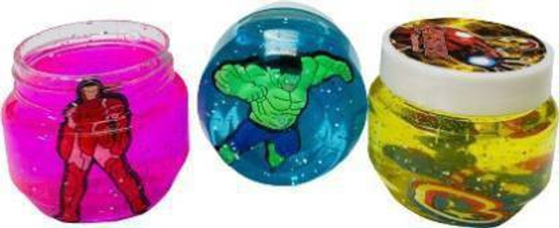 WHITE POPCORN SUPERHERO Crystal Clear Putty Slime Jelly Clay for Kids & Teens (PACK OF 3) Multicolor Putty Toy