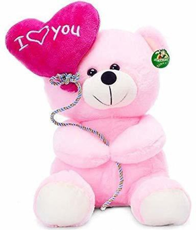 Crispy toys I Love You Balloon Teddy Bear Mini Toys Kids Play Soft Toys 30 cm Pink with Balloon - 30 cm(Pink)