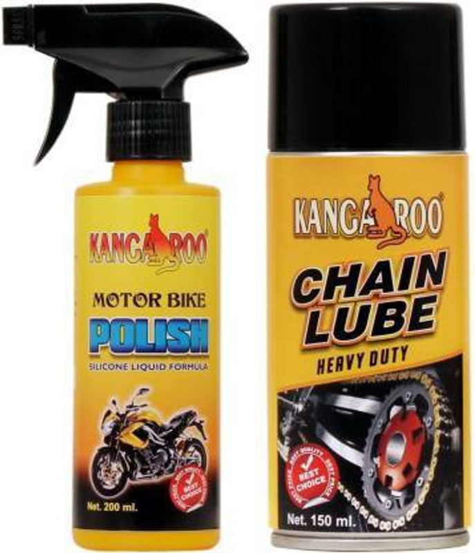 KANGAROO CHAIN LUBRICANT SPRAY & MOTORBIKE POLISH COMBO Motor Bike Polish , Chain Lube and Chain Cleaner Chain Oil(350 ml, Pack of 2)