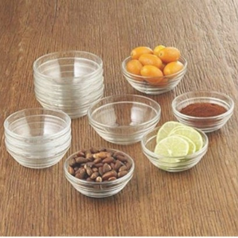 kccb creative hub Glass Sauce Bowl Chatni Bowl/Stackable Sauce Bowl/ Modern Bowl(Pack of 6, Silver, Clear)