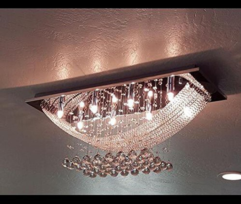 K9 CRYSTAL PRODUCTS Chandelier for Living Room Ceiling Light W 8'' * H 12'' Warm White rgb9pdq Chandelier Ceiling Lamp(Yellow)