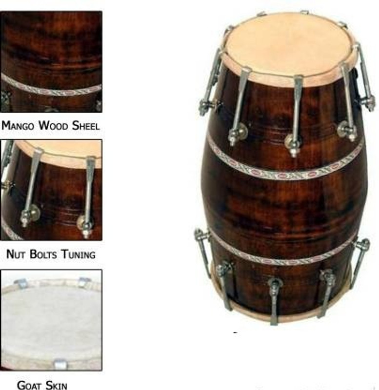 AMROHA ENTERPRISES Professional Dholak VOL 11 Nut & Bolts Dholak-95441 Nut & Bolts Dholak(Brown)