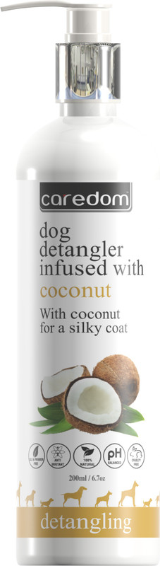 Caredom Luxury Dog Detangler (Serum) Infused with Coconut - with Coconut for Silky Coat - Pet Hair Styling(200 ml)