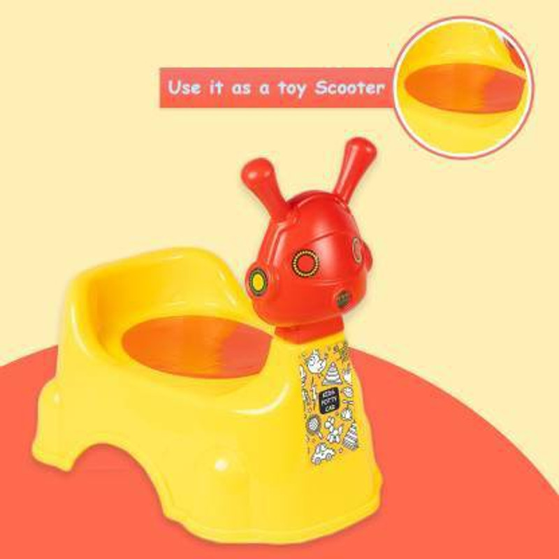 Nabhya 2 In 1 Robot Style Toilet Trainer Baby Potty Seat Cum Baby Seat Face with Removable Bowl & Closing Lid Potty Seat(Yellow)