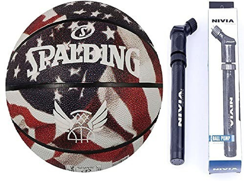 SPALDING Flight Line Basketball with Air Pump Inflating Basketball Pump Basketball Adult Basketball - Size: 7(Standard, Pack of 1, Multicolor)