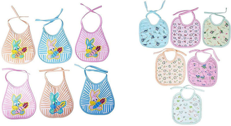 Da Anushi Soft Cotton Washable & Reusable Multicolor Highly Absorbing/Comfortable and Easily Adjustable Feeding Bibs In Apron Style For Babies,Toddlers,Infants(Multicolor)