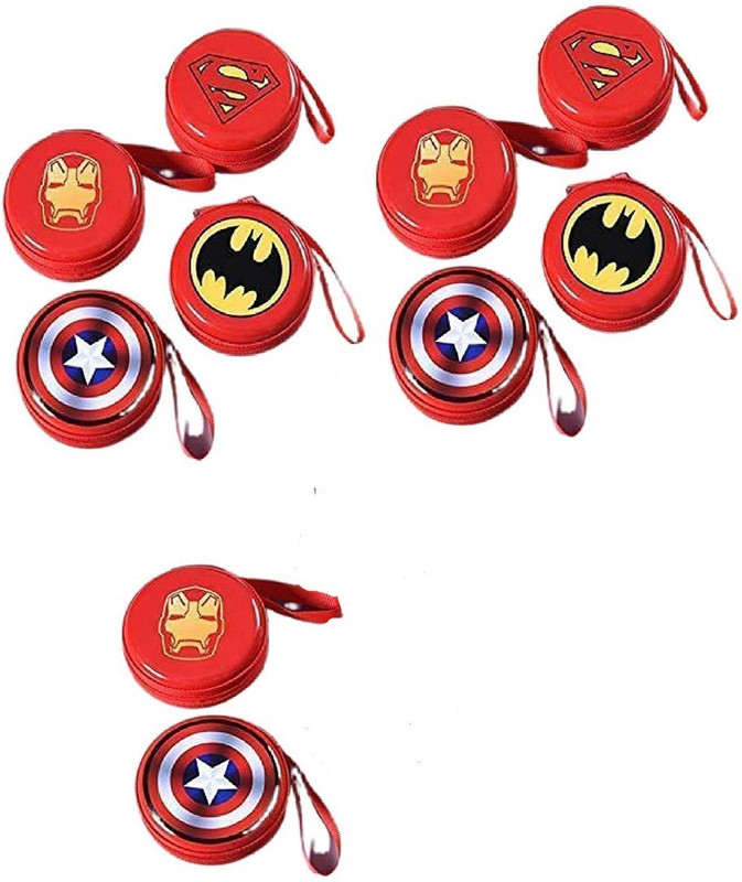 Z-Plus SuperHero Style Metal Tin Pouch for Earphone, Coins, Memory Card, Pen drive & Jewellery Pouch Case (Multicolor) - Pack of any 10 Coin Purse(Pack of 10)