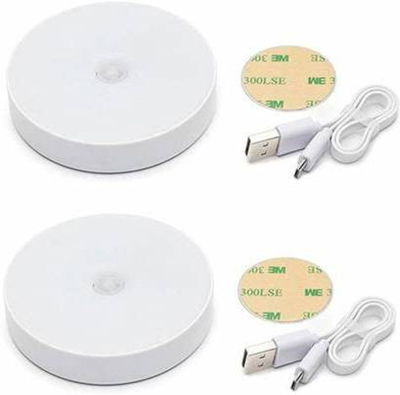 Swastik Creation Motion Sensor Light, Battery Operated LED Nightlight, Wireless Sensor Wall Light for Hallway, Wardrobe, Basement, Cupboard, Garage etc, (Pack of 2, White Light) Smart Sensor Light