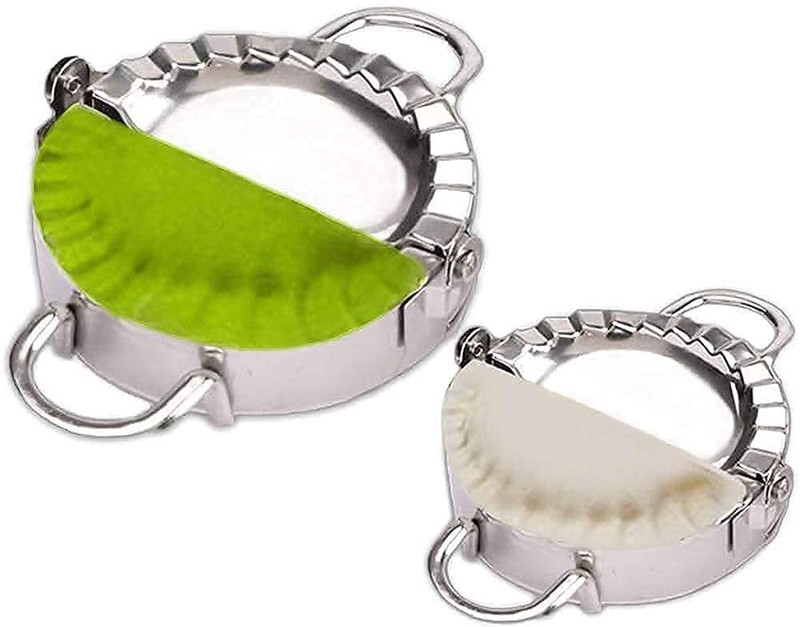 AASTIK SALES Stainless Steel Double Head Maker Dough Press Mould Wrapper Dough Cutter for Kitchen Making Tools (Momos Maker) (1 pcs) Stainless Steel Steamer(0.5 L)