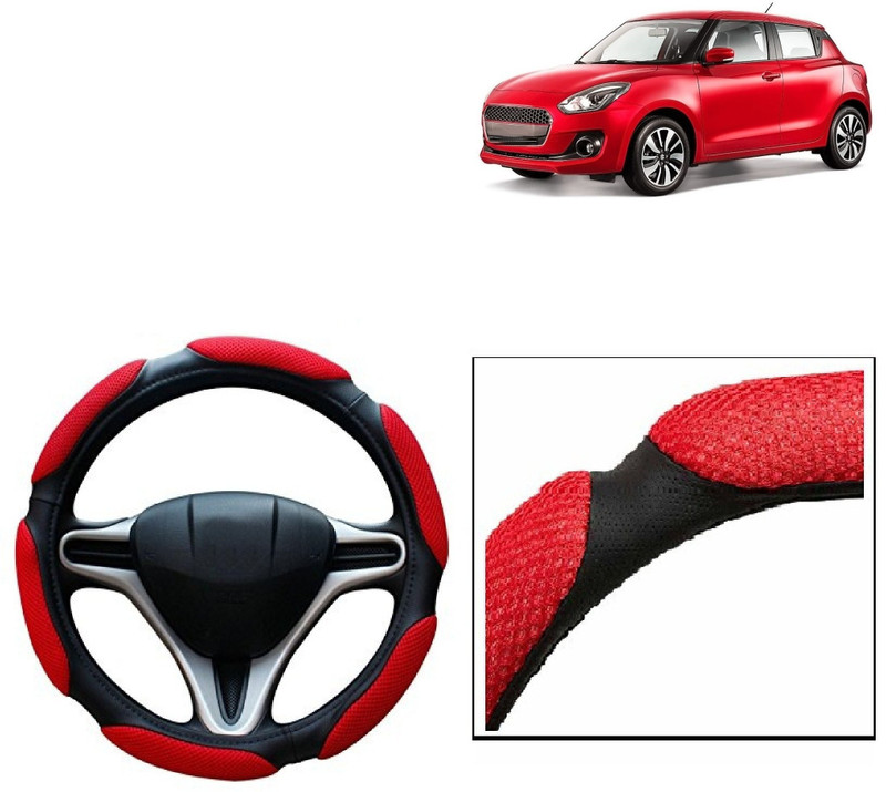 VOCADO Hand Stiched Steering Cover For Maruti Swift(Red, Leatherite)