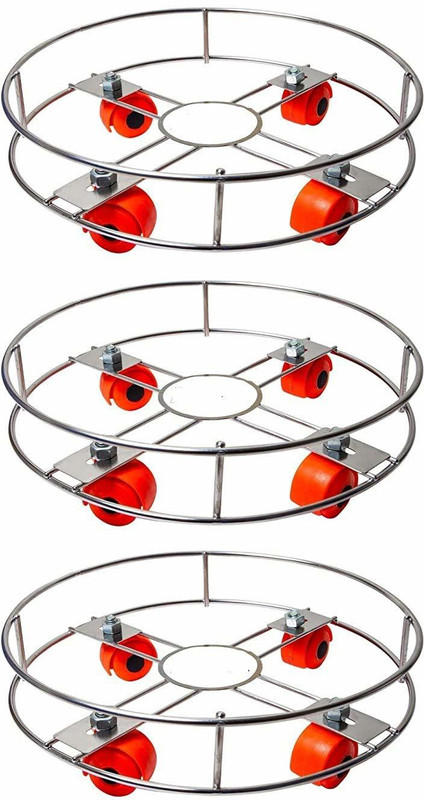 Flipkart SmartBuy Presents Durable Stainless Steel (Pack of 3) Gas Cylinder Trolley(Silver)