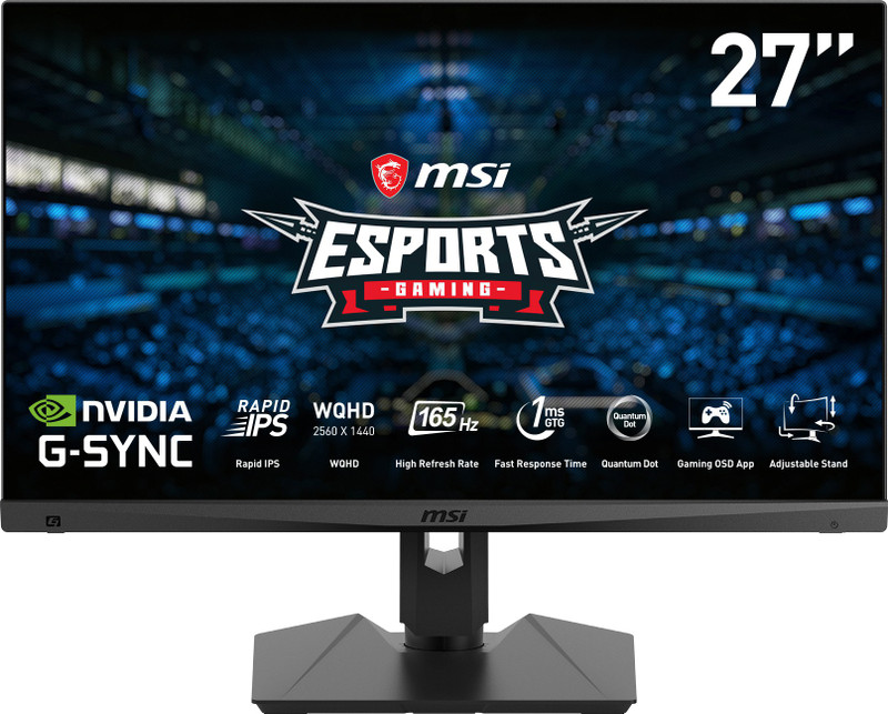 MSI Optix 68.58 cm (27 inch) WQHD IPS Panel MSI Optix MAG274QRF-QD Esports Gaming Monitor - 27" WQHD(2560x1440), Flat, Rapid IPS, 165Hz, 1ms GTG Response Time, Quantum Dot, HDR, G-sync Compatible, VESA Mounting, USB Type C, Display,HDMI, Black Gaming Monitor (Optix MAG274QRF QD)(NVIDIA G Sync, Respo