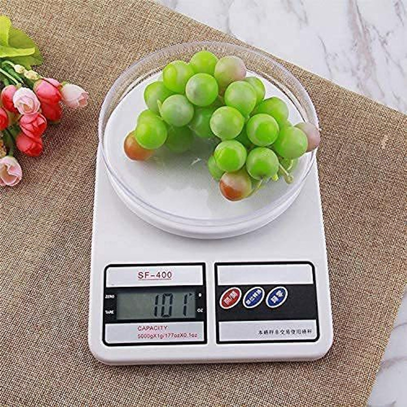 HAYATA Digital Kitchen Weighing Machine Multipurpose Electronic Weight Scale with Backlit LCD Display for Measuring Food, Cake, Vegetable, Fruit (SF- 400) Weighing Scale(White)