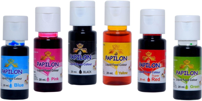 PAPILON 6 Shades Of Liquid Food Color (20 Ml X 6 Bottle) Multicolor