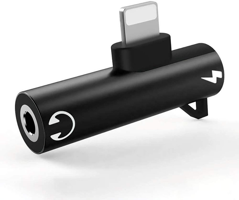 SANNO WORLD Black Lightning to 3.5 mm Headphone Jack and Charging Adaptor and Splitter Compatible (Black) Does not Support Headset Calls Phone Converter(Android)