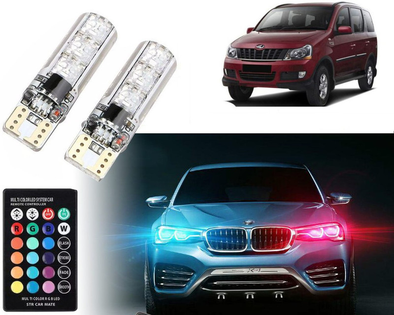 Selifaur Multicolor T10 LED Light | Car Interior Fancy Light | 2Pcs Car LED Parking Bulb with IR Remote Controler Xylo Parking Light Car, Van, Truck LED for Mahindra (12 V, 3 W)(Xylo, Pack of 2)