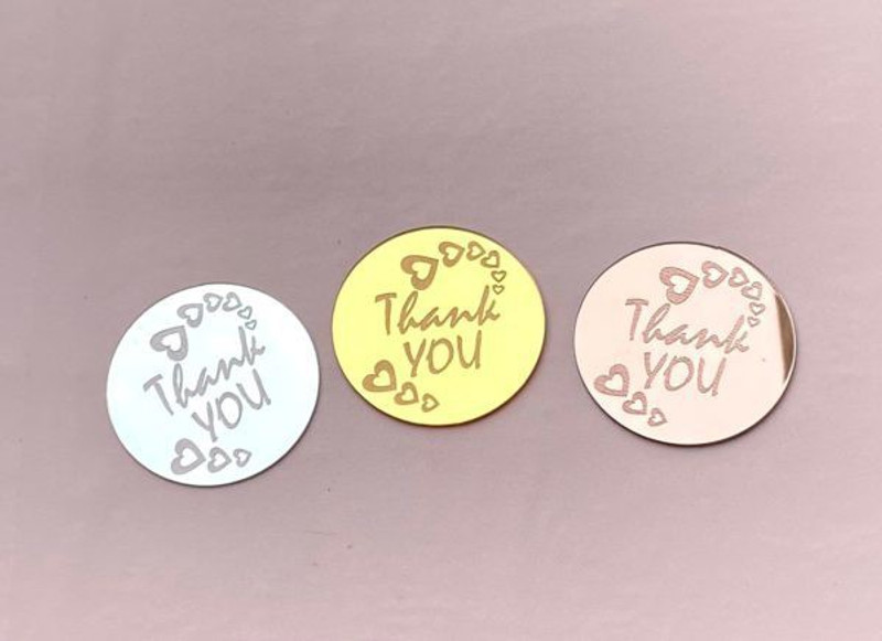 Bakewareind Thank You Coin Toppers,10pc Pack Cake Topper(Pink Pack of 10)