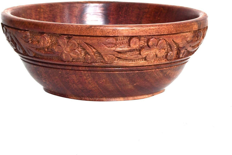 Voody Wooden Serving Bowl Wooden Carving Bowl(Pack of 1, Brown)