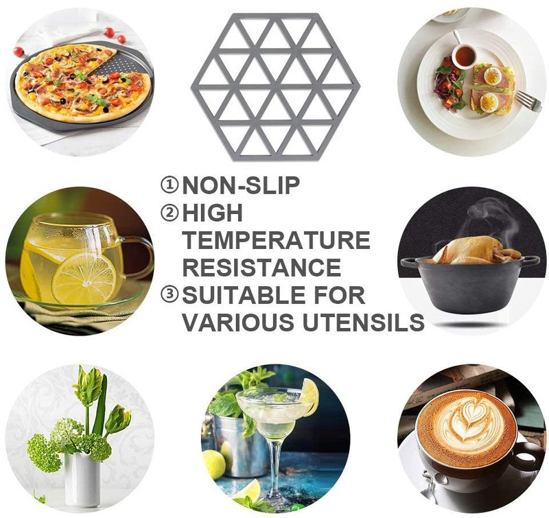 KPNG Silicone Trivet Mats Hot Pads Heat Resistant Bowl Mats Dish Mats Drink Coasters Non-Slip Pot Holders for Home Kitchen Dining Table Decoration Polished Trivet(Pack of 4)