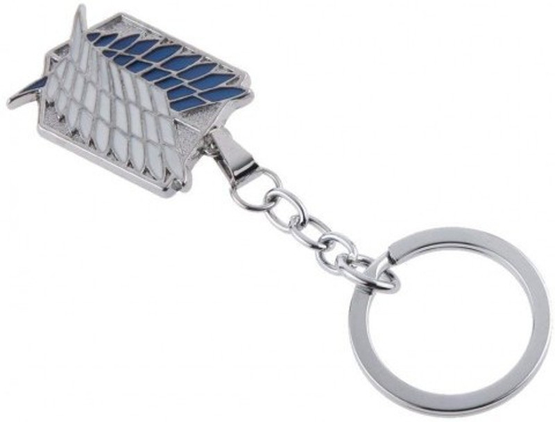 RVM Toys Attack on Titan Keychain Wings of Liberty Freedom Survey Corps Anime Silver Blue Key Chain for Men Women Kids Car Bike Key Ring Key Chain