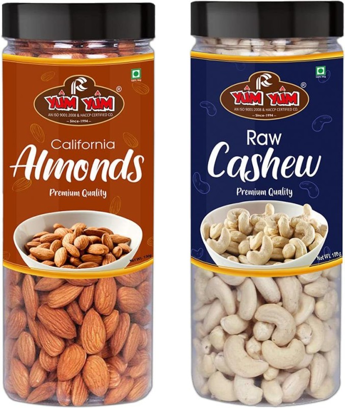 YUM YUM Premium California Almond (150g) and Cashew Nut (150g) 300g Dry Fruits Combo Pack- Almonds, Cashews