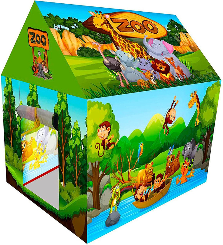 Medivedas Tent House for Kids 3+ Years Boys & Girls Big Size Tent House Jungle Safari Zoo(Green)