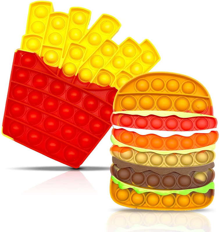FOROLY Hamburger & Fries Shapes Bubble Pop Popping Sensory Fidget Toy Multicolor Putty Toy
