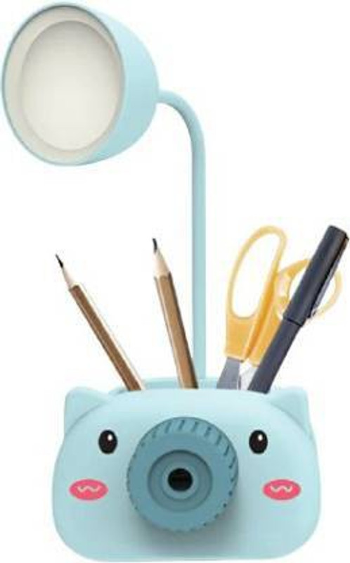 Mad Max Multifunctional USB charging Table Lamp Night Lamp Led Desk Table Lamp with Pencil Sharpener Pen Pencil Container and Mobile Phone Holder (Random Color) Study Lamp Study Lamp(22 cm, Blue, Pink)