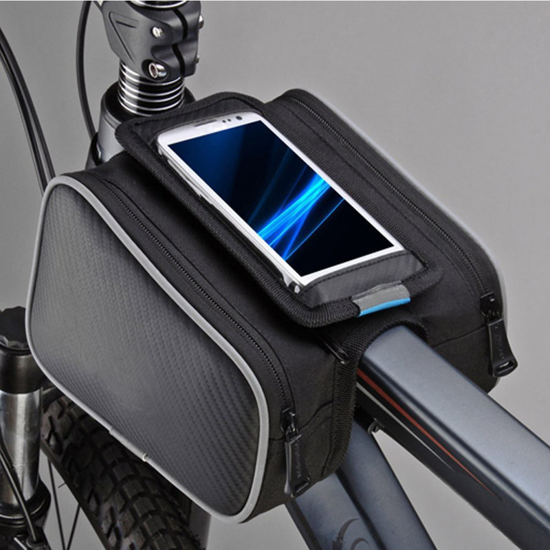 NKSA Bicycle Double Sided Bag – Water Resistant for Cycle for up to 7 inch Phones Bicycle Phone Holder