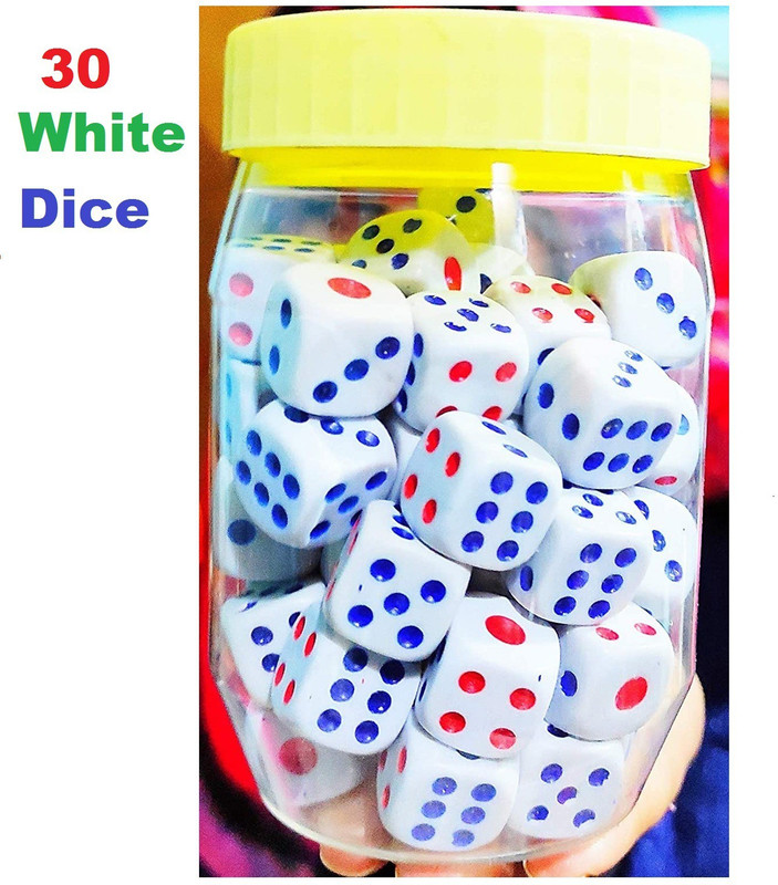 Brightstar Pack of 30 Ludo Dice Standard Plastic 16 mm Game White Dice Board Game Accessories