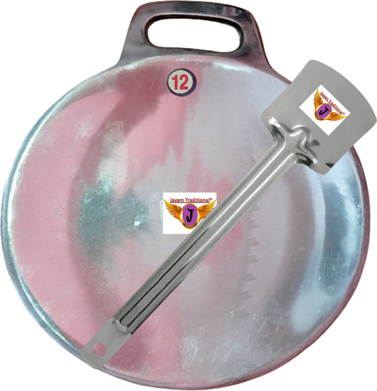 Jayam Traditional INDOLIUM CONCAVE DOSA / ROTI TAWA / 12 INCH /1KG WITH DOSA TURNER Tawa 30 cm diameter(Hard Anodised)