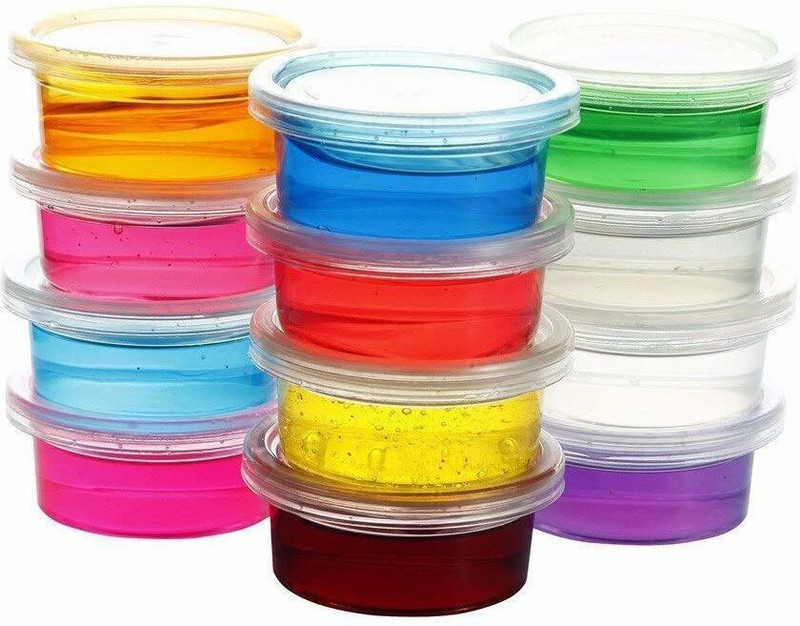 WHITE POPCORN International Slime Kit, 12 Colors Non-Toxic Clear Crystal Slime Soft Jelly Clay Putty Mud Stress Relief Toy Jelly Toy For Kids & Adults, DIY Slime Make (PACK OF 12) Multicolor Putty Toy
