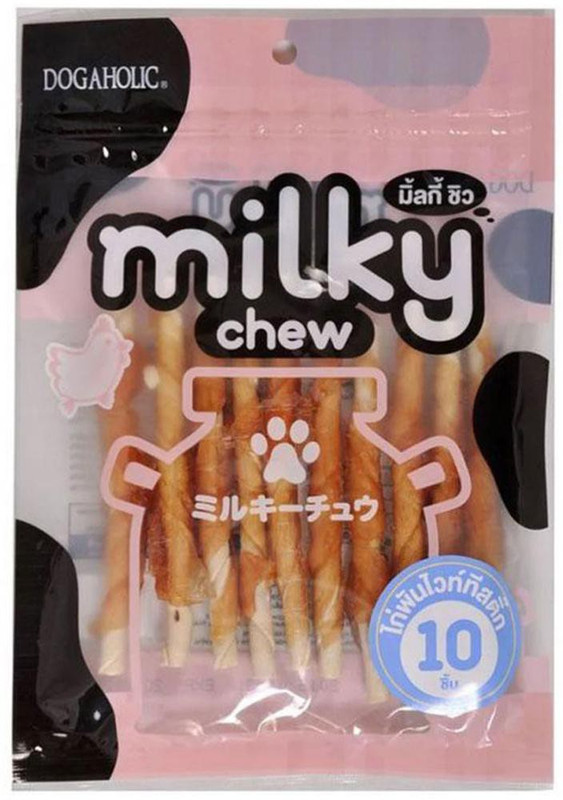 Dogaholic Milky Chews Sticks Treat - 10 Pieces Chicken Dog Treat(140 g)