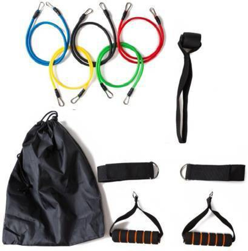 Endevi Resistance Exercise Bands with Door Anchor, Handles Carry Bag, Legs Ankle Straps Resistance Tube(Multicolor)