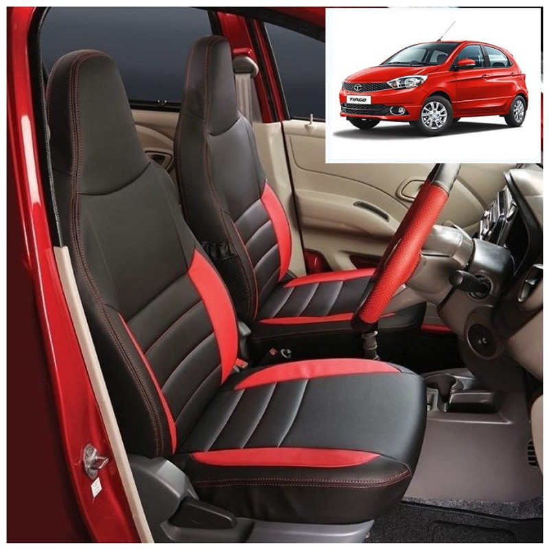 AutoSafe Leather Car Seat Cover For Tata Tiago(Fixed Head Rest, Split Back Seat, Without Back Seat Arm Rest, 5 Seater, 2 Back Seat Head Rests)