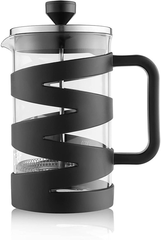 iGRiD French Press Coffee Maker 800ml with 4 Level Filtration System, Heat Resistant Borosilicate Glass (Black, 800ml)-IGFP08 6 Cups Coffee Maker(Black)