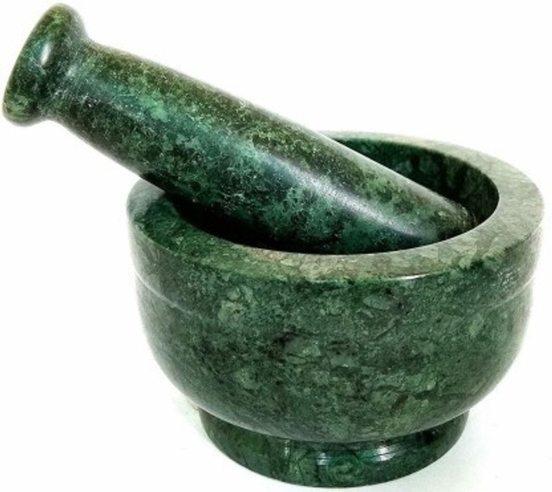 SUNITA SALES CORPORATION Mortar and Pestle Set, kharad, Masher Spice Mixer/Okhli and musle/Kharal for Kitchen, Green Color Marble Masher , Imam dasta Set for Mixing an Grinding Stoneware Masher Marble Masher (Pack of 1) Marble Masher