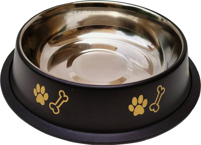 YIMK Round Stainless Steel Pet Bowl(710 ml Black)