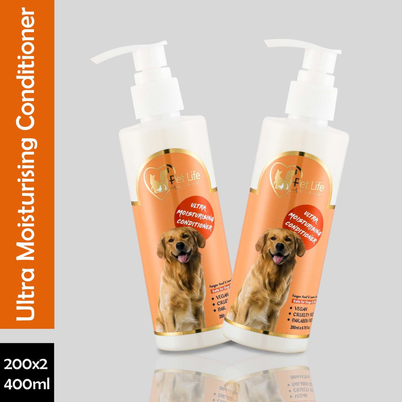 Pet Life Pure Organic Ultra Moisturising Pet Conditioner For Dog, Puppy, Kitten ,Cat & Rabbit Nourishing Hair, Healthy Coat And Shiny Body Wash Suitable For All Pet Types – Dog Conditioner Safe & Effective Pet Friendly Formula For All Pet Breed – 200 Ml - Pack Of 2 Pet Conditioner(400 ml)
