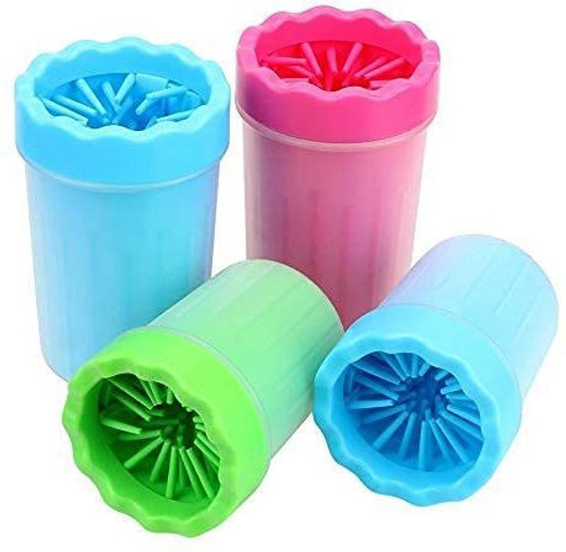 chullbull pet products Pets Foot Washing Cup Dog Paw Washer, Soft Silicone Bristles for Quick Cleaning Grooming Gloves for Dog(Blue, Green, Red, Large)