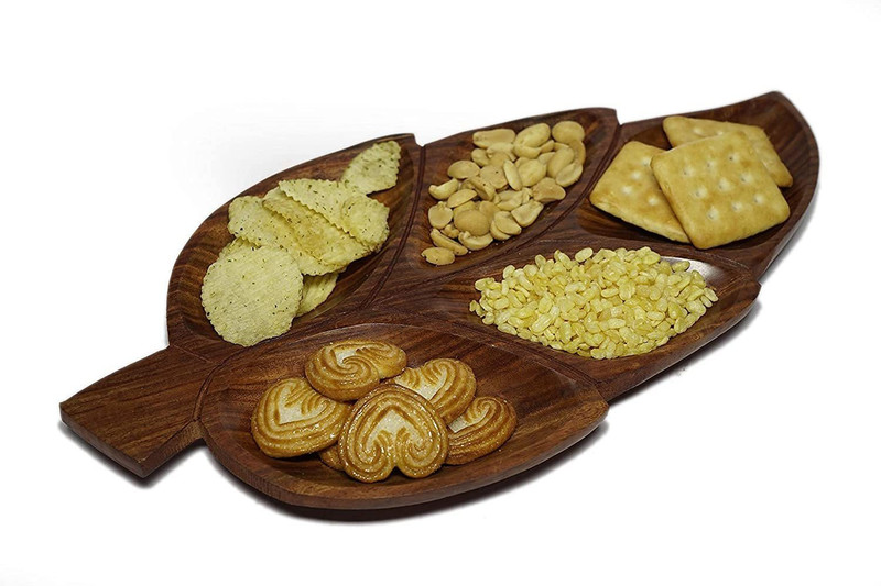 Voody Wooden Leaf Tray Tray(Microwave Safe)