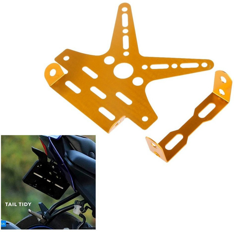 SELVIKE Rear Number Plate Stay GOLD Bike Number Plate(Aluminium 16 cm x 16 cm)