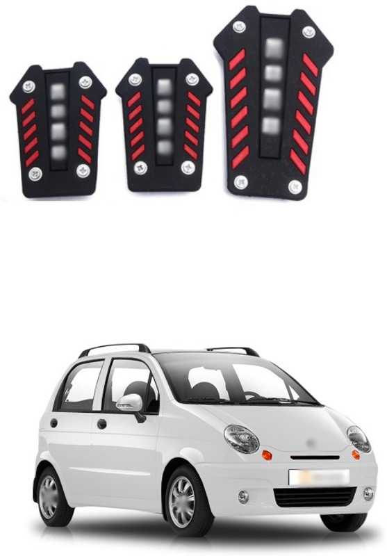 PRTEK Universal Black Red MO-MO Style Non-Slip Pedal Cover Trim For Automatic Transmission A47 Car Pedal