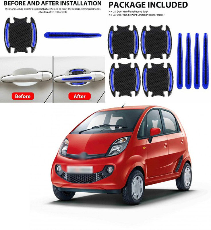 XZRTZ 8pcs Universal 3D Carbon Fiber Texture car Door Handle Door Bowl Paint Scratch Protector Protective Cover Protective Film car Outdoor Safety Decoration Reflective Strip X220 Matte Tata Universal For Car Side Garnish